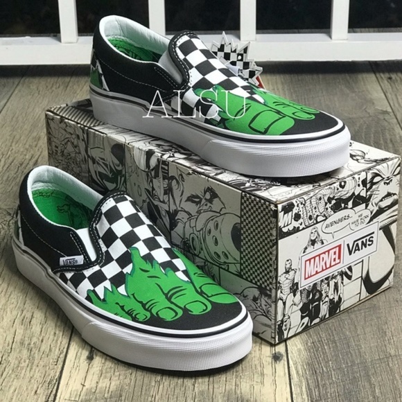 NWT VANS&Marvel Slip On Hulk Checkerboard W AUTHEN - Picture 3 of 8